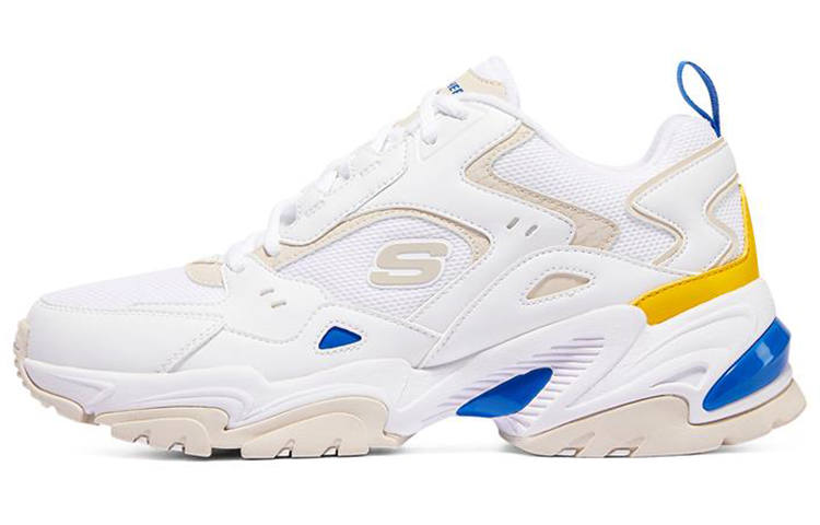 Skechers Stamina V2 Mecha Shoes 2 Lace Up Low top Chunky Sneakers Men's White Blue