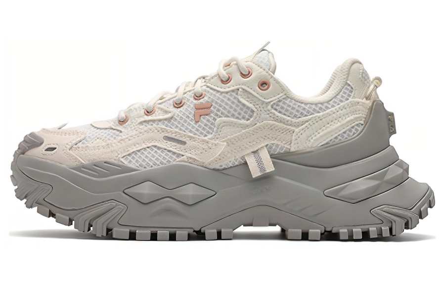FILA FUSION Bianco Textile, Synthetic Leather Height Increasing Low top Chunky Sneakers Women's Milk White