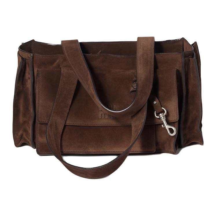 MIU MIU Leather Handbag Women's Dark Brown