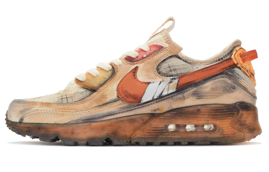 Nike Nike Air Max 90 Fabric Cushioning Slip Resistant Abrasion Resistant Low top Running Shoes Men's Orange Black