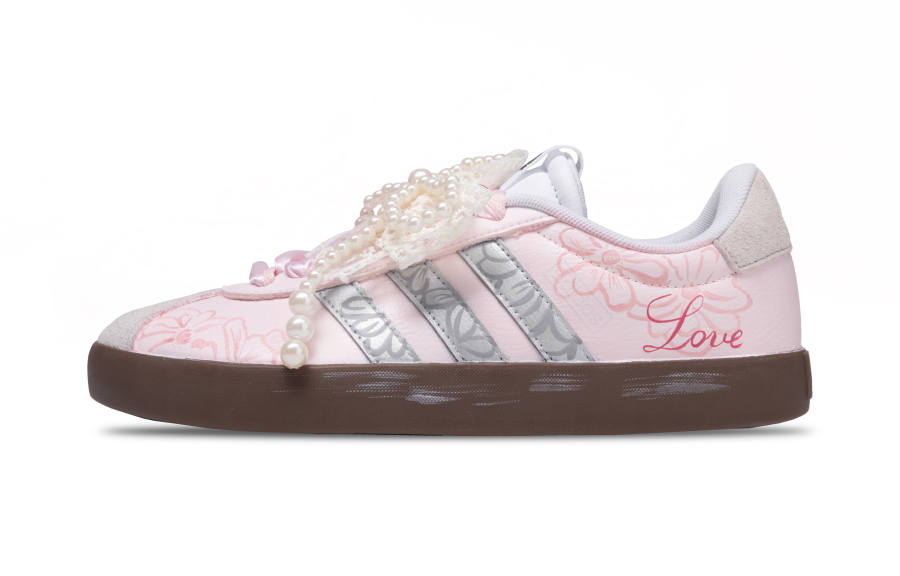 Adidas Adidas VL COURT 3.0 Pink Satin Floss Comfortable Cushioning Low top Skateboard Shoes Unisex Pink