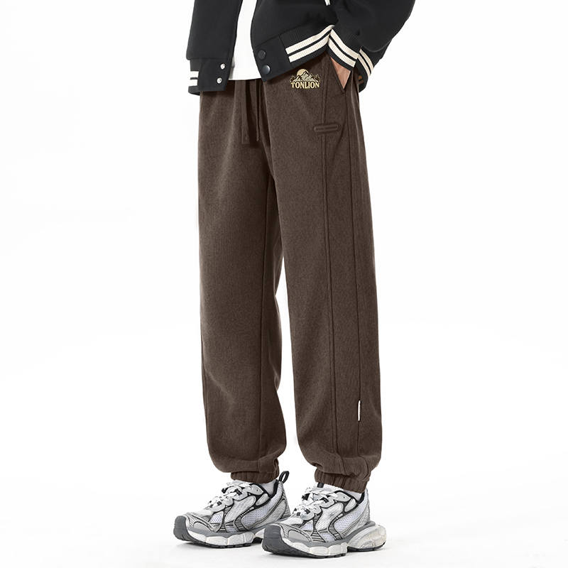 Tonlion Casual Pants Unisex Moderate Cuffed Pants