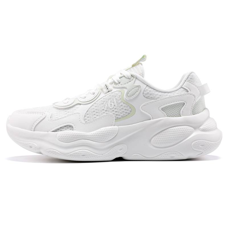 361° Yunshu Cushioning Abrasion Resistant Lightweight Low top Casual Sprint Running Shoes Women's White Green