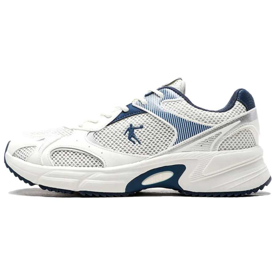 QIAODAN Comfortable Round Toe Low top Running Shoes Men's White Blue