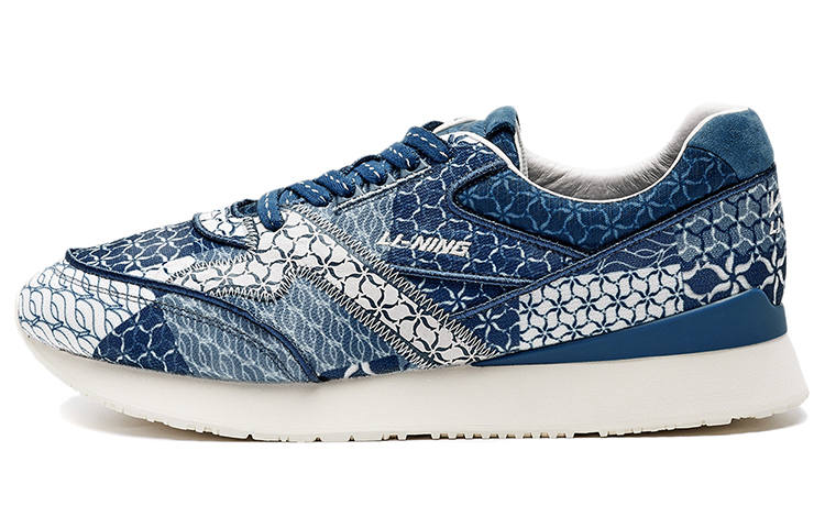 LI-NING 1990 LI NING 1990 Cushioning Slip Resistant Abrasion Resistant Low top Running Shoes Men's Strait Blue
