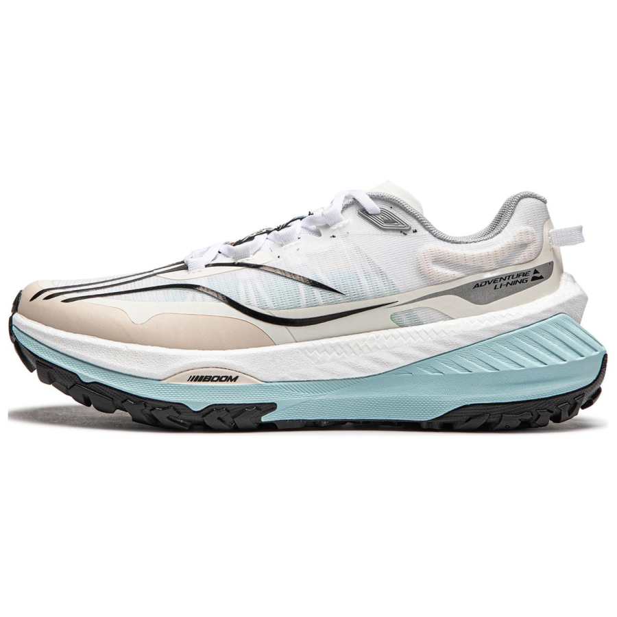 Li-Ning Li Ning De Lu Series Cushioning Slip Resistant Abrasion Resistant Support Rebound Low top Running Shoes Women's Ecru