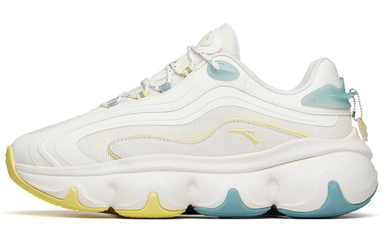 Anta Life Collection Cushioning Slip Resistant Abrasion Resistant Low top Chunky Sneakers Women's White Yellow Blue