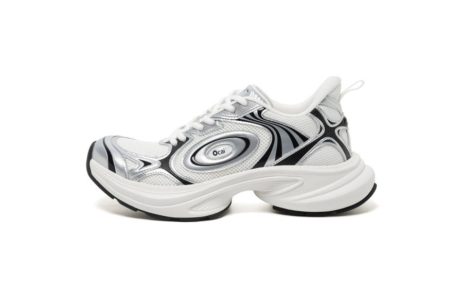 Ocai Ocai Disk Runtech Mesh, Textile, Synthetic Leather Low top Running Shoes Unisex Silver White