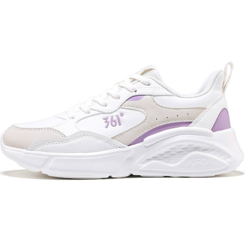 361° Low top Casual Sprint Running Shoes Women's White Gray Purple