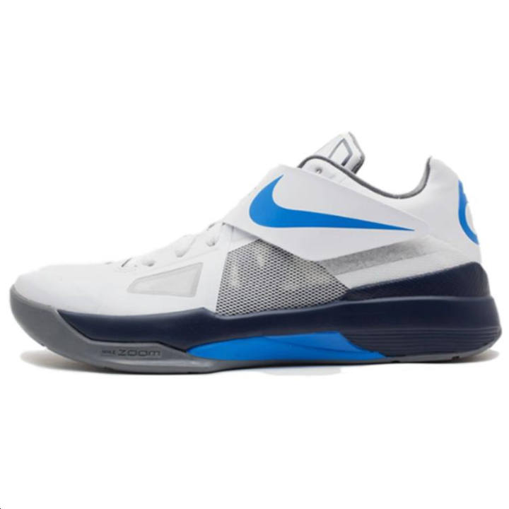 Nike Nike KD 4 Cushioning Slip Resistant Abrasion Resistant Low top Running Shoes Men's White Blue