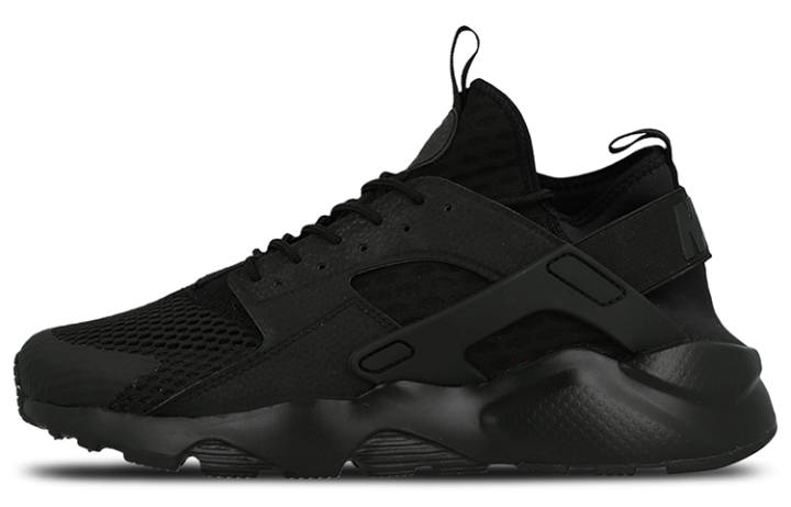 Nike Nike Huarache Run Textile, Leather Cushioning Slip Resistant Abrasion Resistant Low top Running Shoes Men's Black