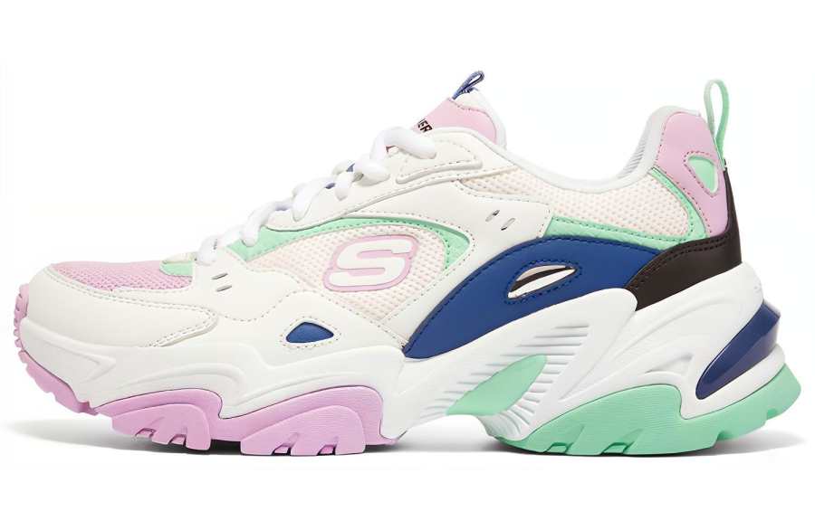 Skechers Stamina V2 Mesh, Synthetic Leather Comfortable Low top Chunky Sneakers Women's Multicolor