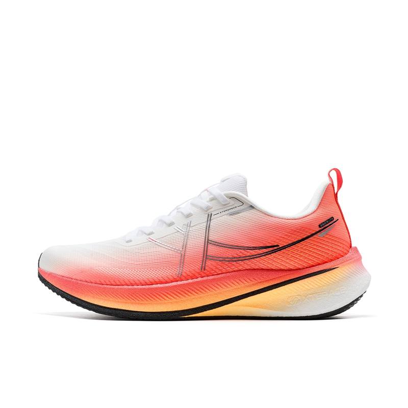 XTEP Slip Resistant, Abrasion Resistant, Lightweight, Rebound Low top Carbon Plate Running Shoes Men's White Red Orange