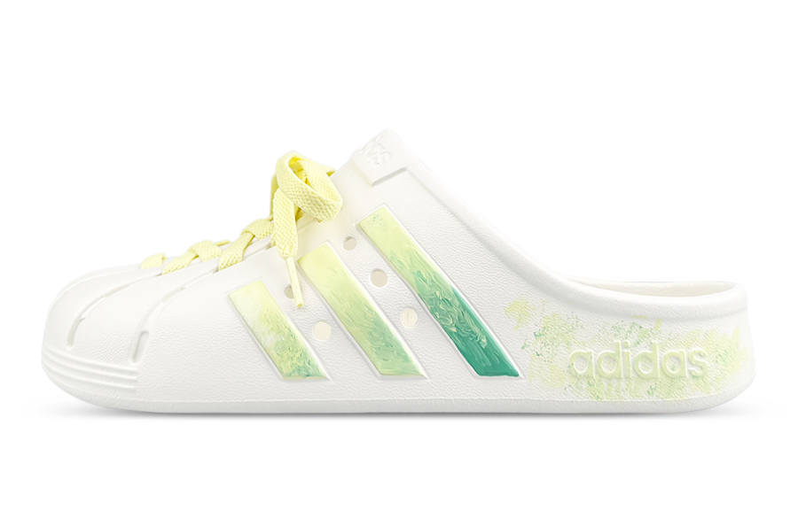 Adidas Adidas ADILETTE CLOGS Slip Resistant Slip Resistant Closed Toe Slippers Unisex White Green Yellow