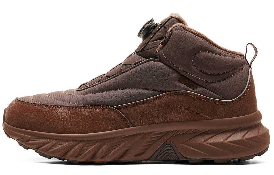 PEAK Cushioning Slip Resistant Abrasion Resistant Rebound High top Outdoor Shoes Men's Coffee Brown
