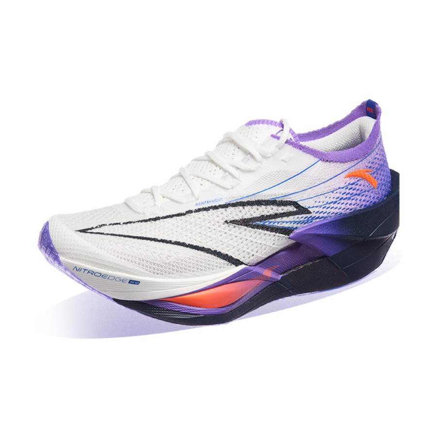 Anta C202 6.0 PRO Fabric Low top Carbon Plate Casual Running Shoes Men's White Purple