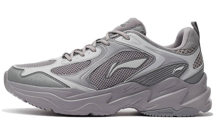 Li-Ning Li Ning Cushioning Slip Resistant Abrasion Resistant Support Low top Running Shoes Men's Gray