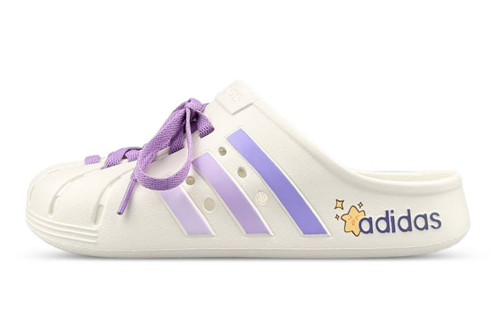 Adidas Adidas ADILETTE CLOGS Slip Resistant Slip Resistant Closed Toe Slippers Unisex White Purple