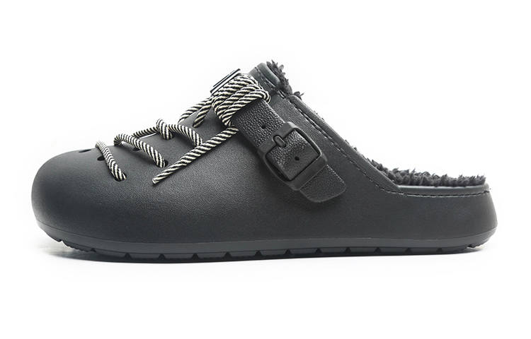 Jifffly Quiet Slide Slippers Unisex Black Fleece lined