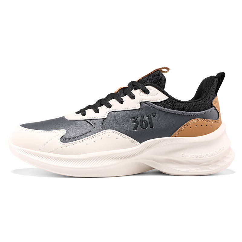 361° Slip Resistant Abrasion Resistant Low top Casual Running Shoes Men's Gray White