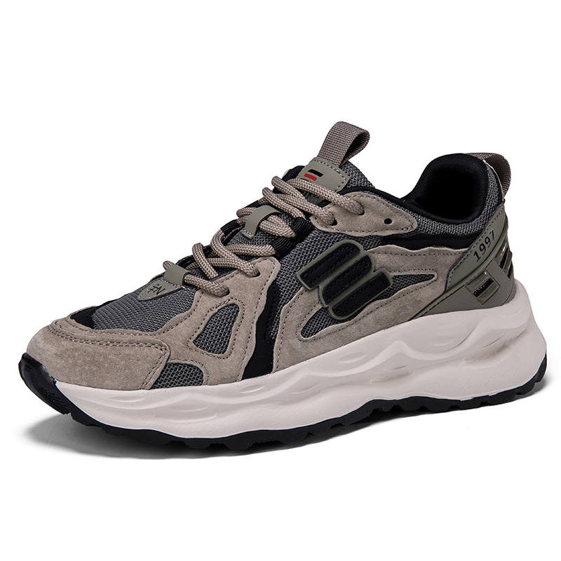 SAIFEINU Pigskin Cushioning Abrasion Resistant Breathable Lightweight Height Increasing Low top Chunky Sneakers Men's