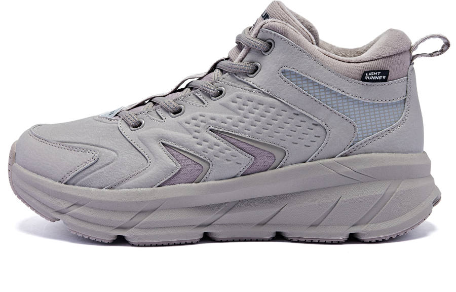 QIAODAN Comfortable Slip Resistant Mid top Running Shoes Men's Purple Gray