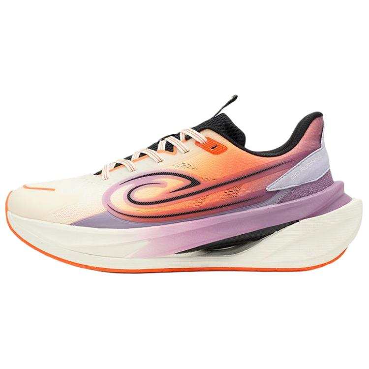 QIAODAN Slip Resistant And Breathable Support Low top Casual Running Shoes Men's Ivory White Dragon Flame Orange