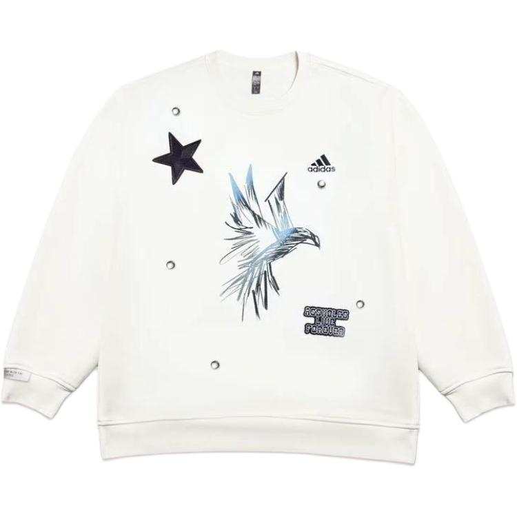 Adidas Adidas Casual Long Sleeved Embroidery Sports Stud American Vintage Fleece Lined Crew Neck Sweatshirt Unisex