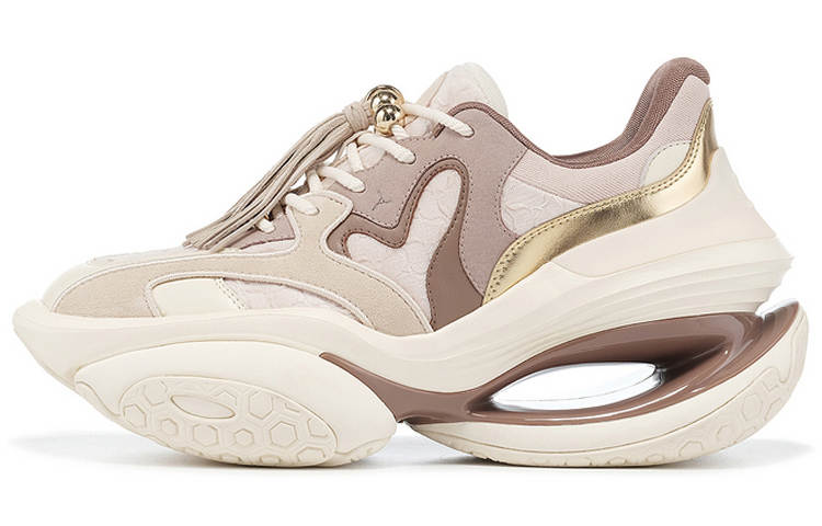 LI-NING 1990 LI NING 1990 Classic Collection Slip Resistant Slip Resistant Low top Running Shoes Women's Tawny