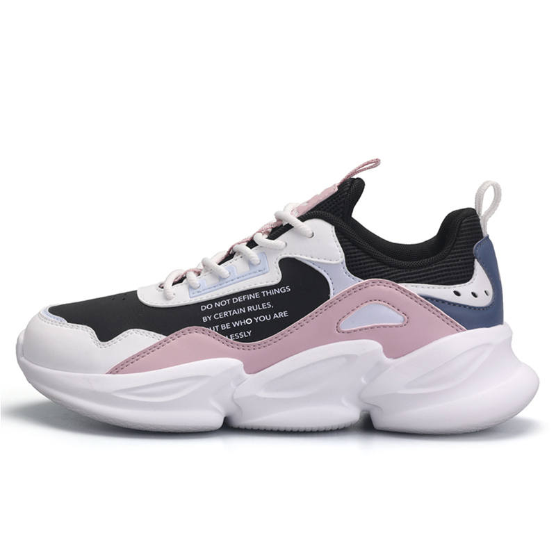 QIAODAN Leather Breathable And Lightweight Low top Running Shoes Women's Black White
