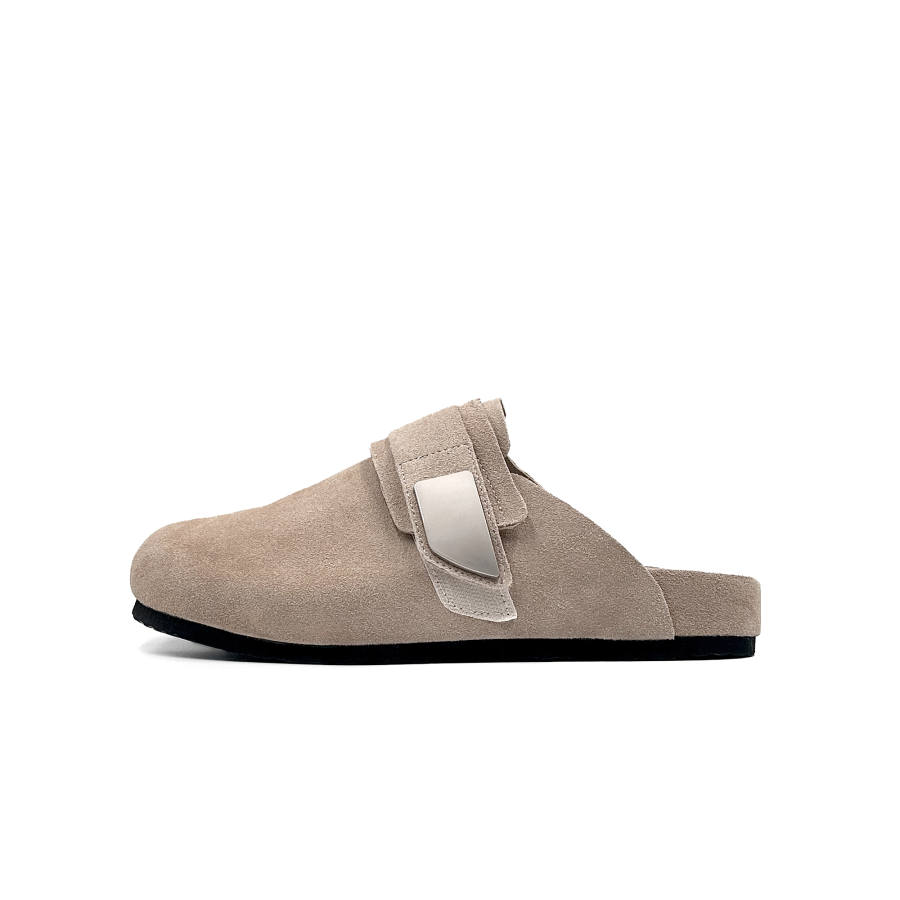 GANGMENG Quiet Abrasion Resistant Closed Toe Slippers Men's Beige