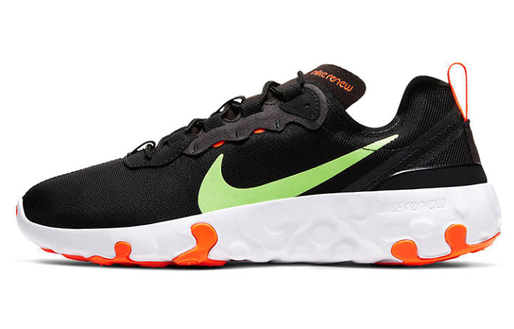 Nike Nike React Element 55 Slip Resistant Abrasion Resistant Low top Running Shoes Women's Black Green Orange
