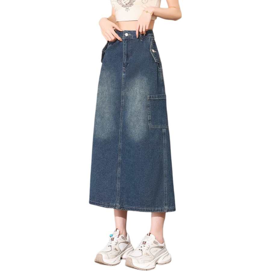 Tonlion Denim Long Skirt Women's
