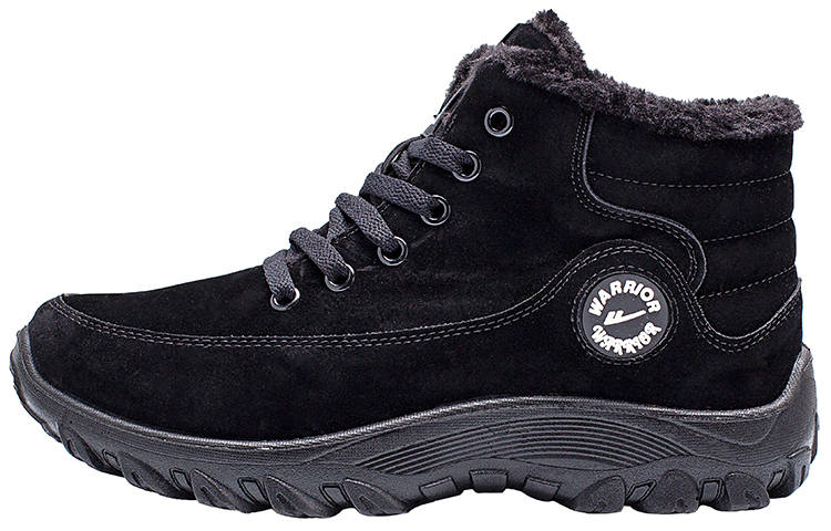 Warrior Thickened And Fleece Lined Insulated Shoes Thermal Abrasion Resistant Short Outdoor Boots Men's Black