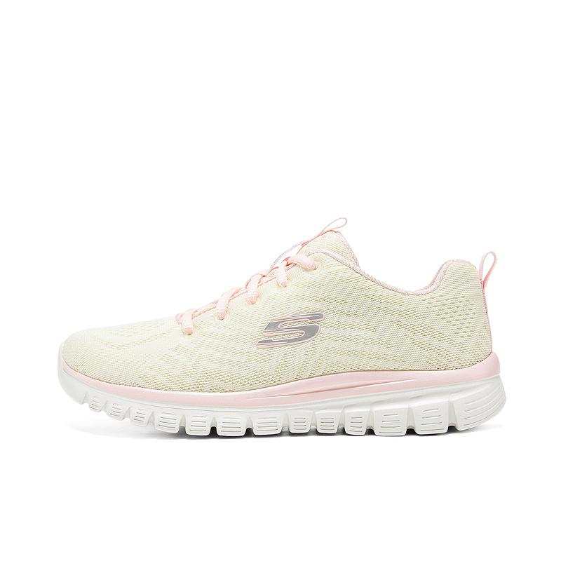 Skechers Graceful Mesh Breathable Low top Running Shoes Women's Beige Pink