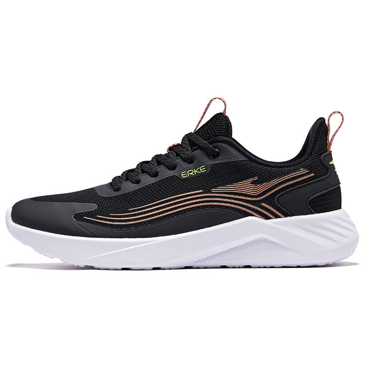 Erke Comfortable And Breathable Cushioning, Wear Resistant Low top Running Shoes Women's Jet Black Pink Gold