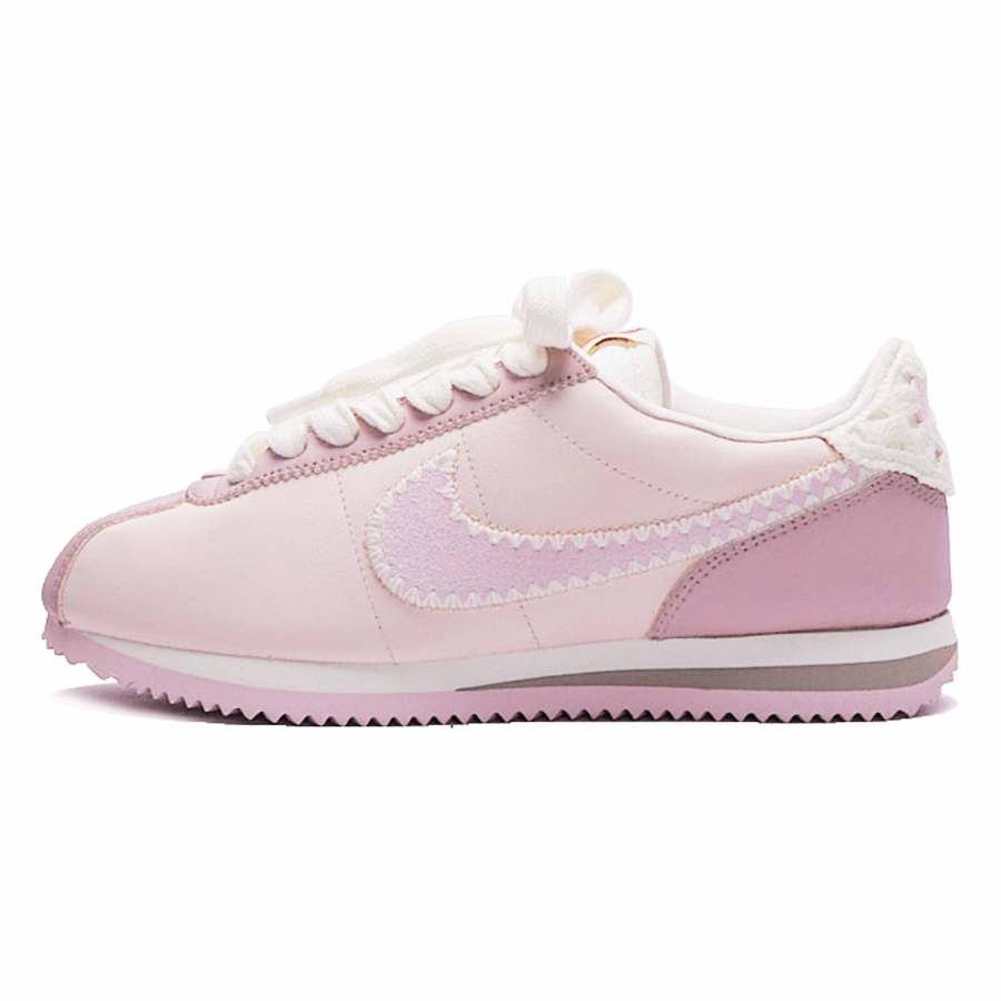 Nike Nike Cortez Leather Slip Resistant Abrasion Resistant Low top Casual Running Shoes Women's White Pink