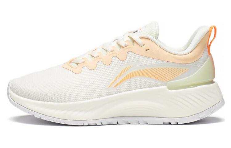 Li-Ning Li Ning YueYing Element Synthetic Leather Abrasion Resistant Breathable Low top Running Shoes Women's Ecru Grapefruit