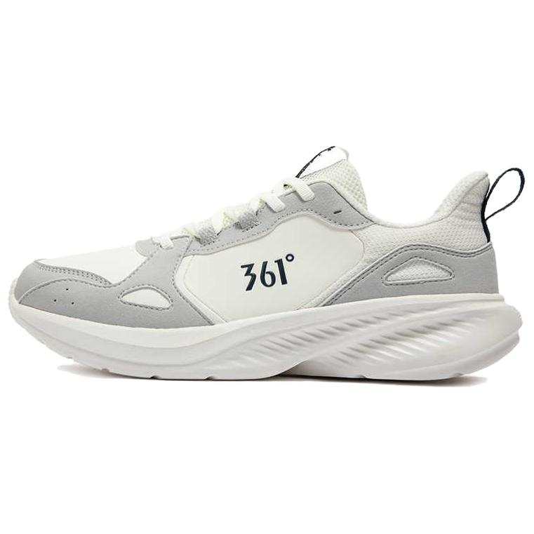 361° Synthetic Leather, Mesh Abrasion Resistant Rebound Low top Casual Sprint Running Shoes Men's White Gray