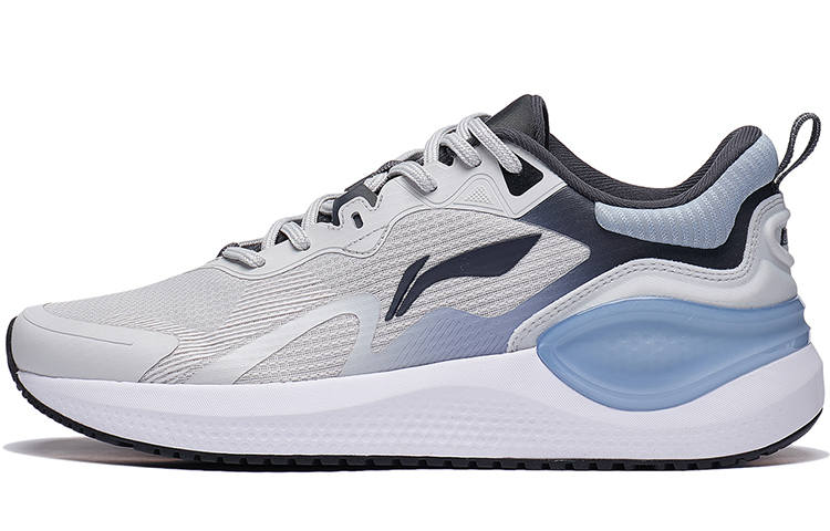 Li-Ning Li Ning Slip Resistant, Abrasion Resistant, Breathable Low top Running Shoes Men's Gray White Blue