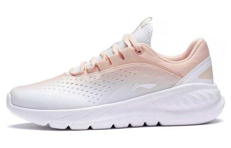 Li-Ning Li Ning EazGo Easy Adaptability Abrasion Resistant Breathable Low top Running Shoes Women's White Pink
