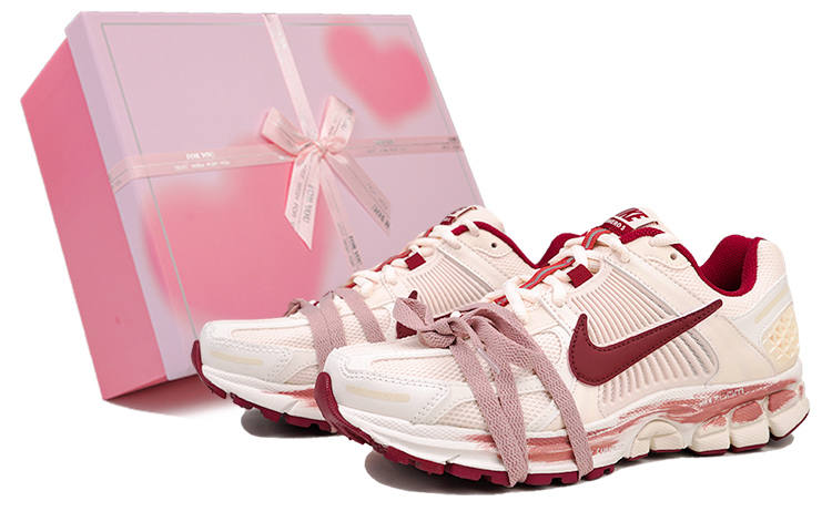 Nike Nike Zoom Vomero 5 Cushioning Slip Resistant Abrasion Resistant Low top Running Shoes Unisex White Red