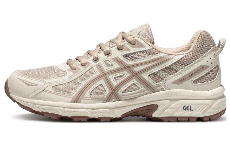 ASICS Gel Venture 6 Textile, Synthetic Leather Abrasion Resistant Breathable Low top Running Shoes Women's Beige Gray