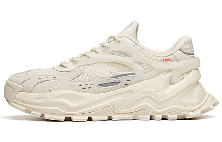Anta Hot Cushioning Slip Resistant Abrasion Resistant Low top Chunky Sneakers Men's Light Beige White