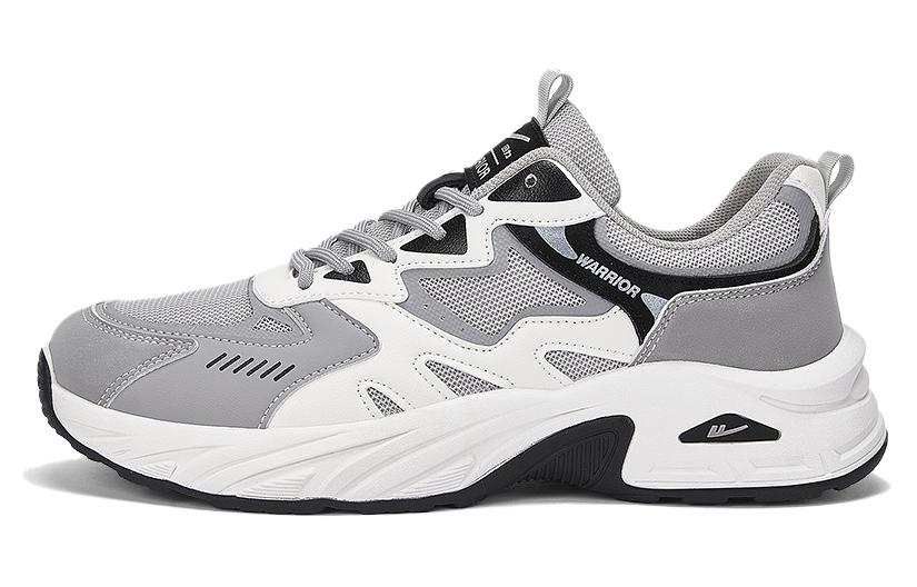 Warrior Abrasion Resistant Breathable Low top Chunky Sneakers Men's White Gray