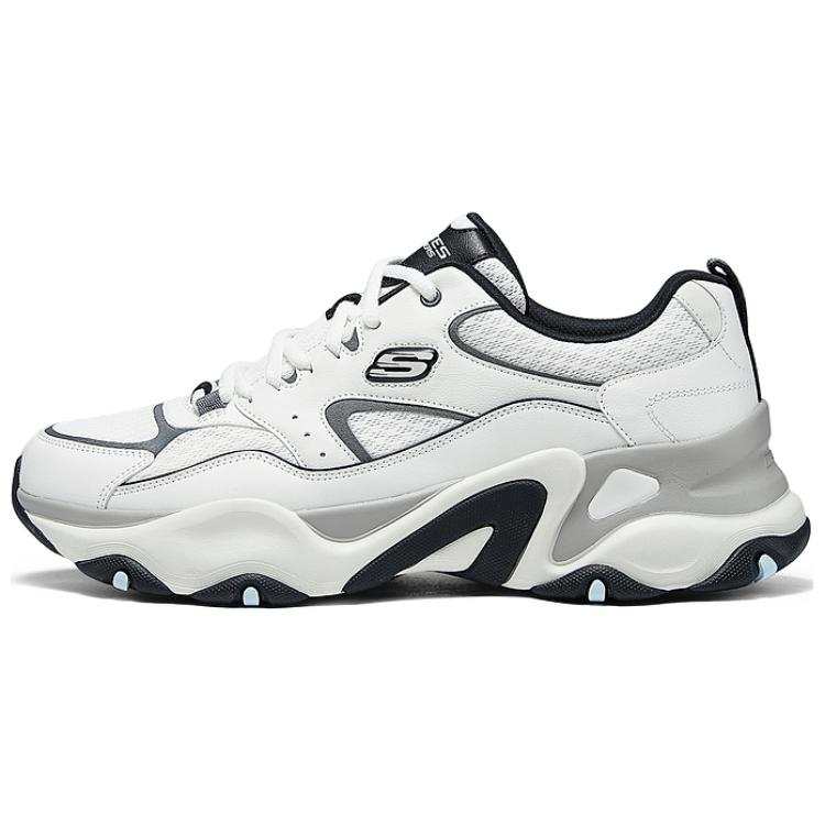 Skechers D'LITES 5.0 Abrasion Resistant Cushioning Support Lightweight Low top Chunky Sneakers Men's Gray White