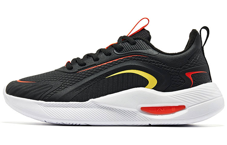 Erke Textile, Synthetic Leather Abrasion Resistant Breathable Rebound Low top Running Shoes Men's Black Red