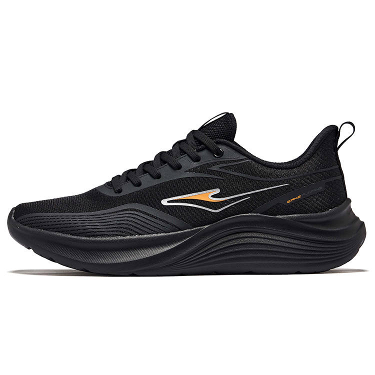 Erke Fabric Cushioning Lightweight Rebound Low top Running Shoes Men's Jet Black