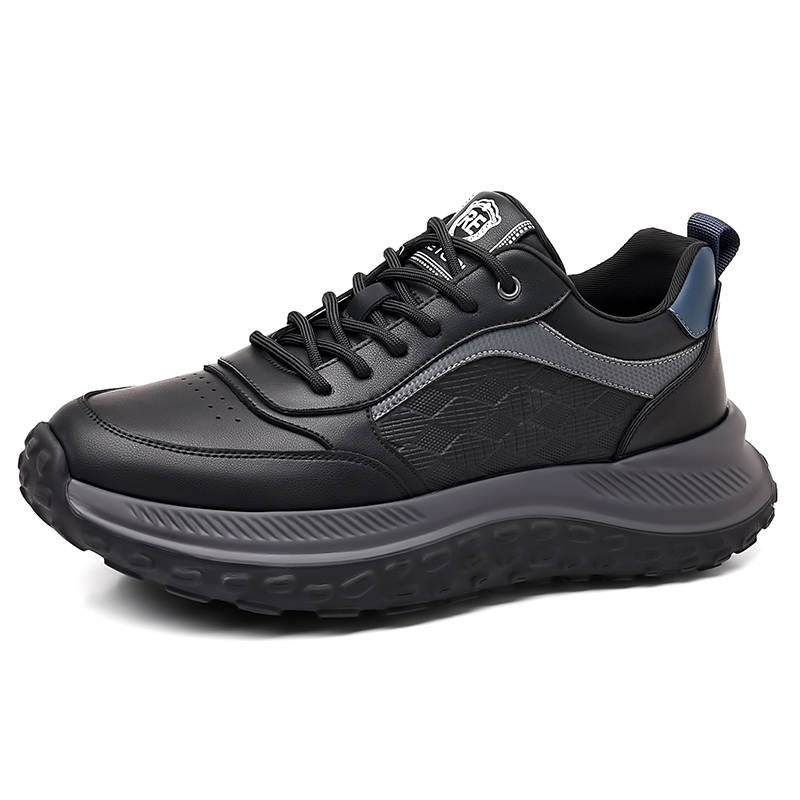 TONYBEAR Microfiber Leather Abrasion Resistant Abrasion Resistant Low top Running Shoes Men's Black