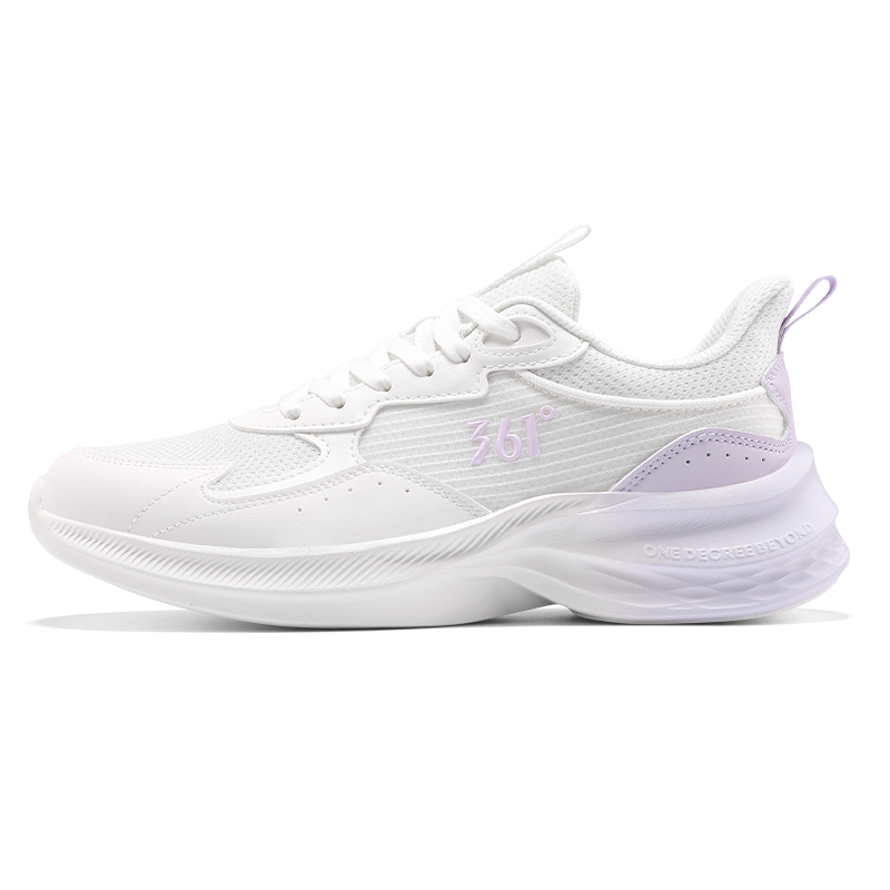 361° Cushioning Breathable Slip Resistant Low top Casual Running Shoes Women's White Purple